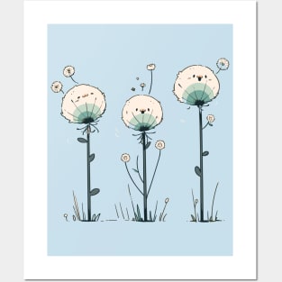 Adorable Cute Dandelion Set - Kawaii Flower Posters and Art